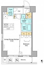 プラウドフラット浅草 4階1LDKの間取り