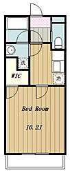 ベルフルール 1Kの間取図画像