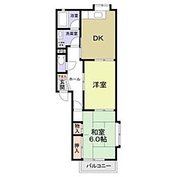 モントレ南五葉 2DKの間取図画像