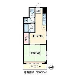 グリーンハイツ木村 3階1DKの間取り