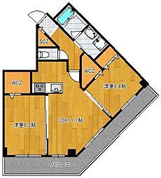 ＫＩＥＲＲＡＳＡＡＲＩ（キエラサーリ） 5階2LDKの間取り