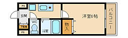 アントワープなかもず 1Kの間取図画像
