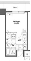 プライムアーバン初台 5階1Kの間取り