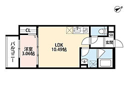 南海線 石津川駅 徒歩5分の賃貸アパート 2階1LDKの間取り