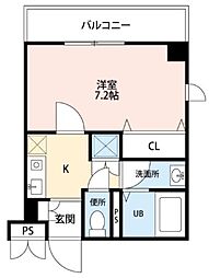 ラヴィユールーズ 1階1Kの間取り