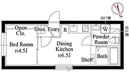 CASA PIAZZA 新蒲田 1階1DKの間取り