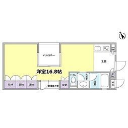 カーサ・ポルトーネ 3階ワンルームの間取り