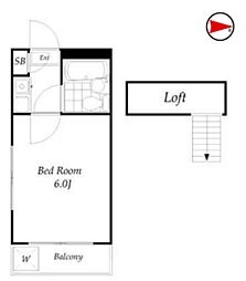 ジュネパレス八千代第29 1階1Kの間取り