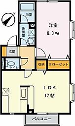 ドミール多摩境H 1LDKの間取図画像