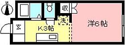 メゾン千歳台B 1Kの間取図画像