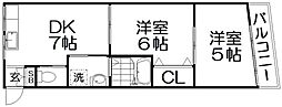 栄楽ビル 2DKの間取図画像