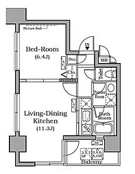 レジディア広尾南 1LDKの間取図画像