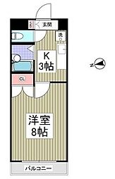 リュミエ府中 2階1Kの間取り
