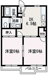オリンピアシティA 2DKの間取図画像