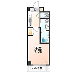 ジェンシア塚口 1Kの間取図画像