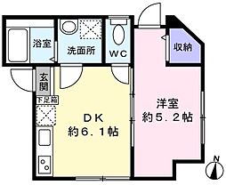 カーサ本木 3階1DKの間取り