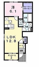 グラン　コンチェルト 1階1LDKの間取り
