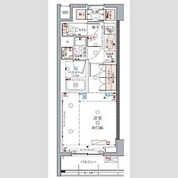 クレヴィスタ亀戸III 6階1Kの間取り