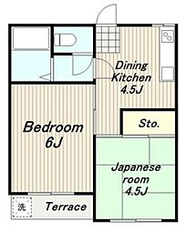 鈴木ハイツ 2DKの間取図画像