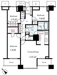 ザ・東京タワーズミッドタワー 36階3LDKの間取り