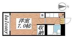 JR中央線 三鷹駅 徒歩15分の賃貸マンション 1階1Kの間取り