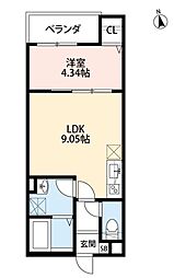 アイティーオ七道 2階1LDKの間取り