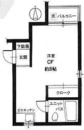 仲宿コーポ 1Kの間取図画像