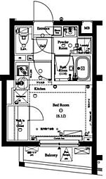 JR山手線 五反田駅 徒歩10分の賃貸マンション 2階ワンルームの間取り