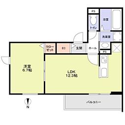 ForestMaison京都北山 WEST 1LDKの間取図画像