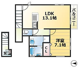 エクソニア篠原本町 2階1LDKの間取り