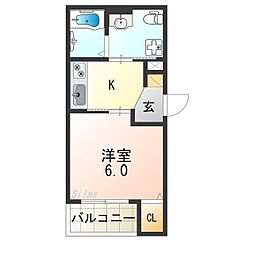 CRASTINE大蓮北4丁目B 1Kの間取図画像