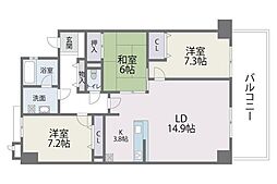 アイランドシティ・インフィニガーデン　サウス棟 2階3LDKの間取り