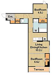 京王相模原線 京王堀之内駅 徒歩13分の賃貸アパート 1階2LDKの間取り
