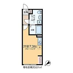 オークノワール綾瀬 3階ワンルームの間取り