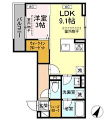 テムズフィオーレ 1LDKの間取図画像