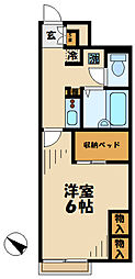 多摩都市モノレール 大塚・帝京大学駅 徒歩2分の賃貸アパート 1階1Kの間取り