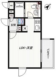 アレーロ北参道 4階ワンルームの間取り