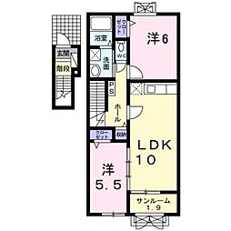 ソレイユベル 2LDKの間取図画像