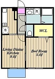 エクレール（大蔵町） 1階1LDKの間取り