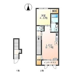 ニュークラリス 2階1LDKの間取り