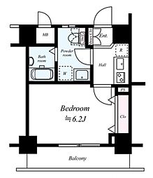 プレール・ドゥーク早稲田 4階1Kの間取り