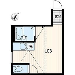 M・G・B狛江 1階ワンルームの間取り