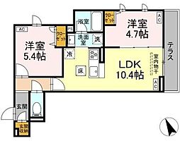 セレスティア赤羽 2LDKの間取図画像