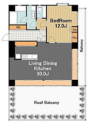 センチュリー鹿沼 12階1LDKの間取り