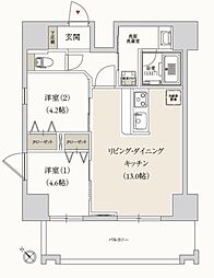 プライマル月島 2LDKの間取図画像