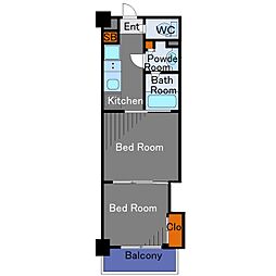 GALAVISTA元住吉 2Kの間取図画像