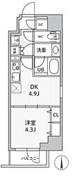 S-RESIDENCE住吉aquacht 1DKの間取図画像