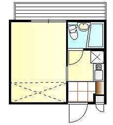 ヴィラ鷹の台 2階ワンルームの間取り