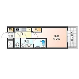 JR大阪環状線 野田駅 徒歩12分の賃貸マンション 4階1Kの間取り