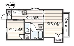 コルダ中根 2Kの間取図画像